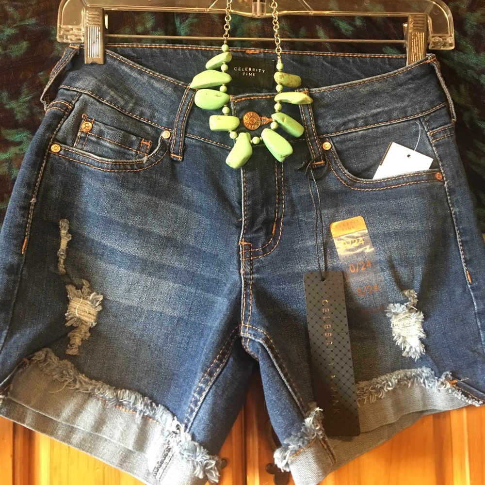 Celebrity Pink Runaway distressed jean shorts